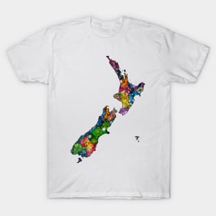 Spirograph Patterned New Zealand Provinces Map T-Shirt